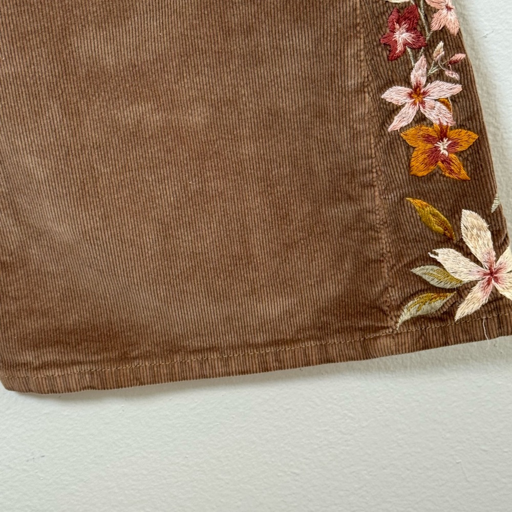 DRIFTWOOD Farrah Brown Embroidered Flare Pants with floral Accents - Picture 8 of 9